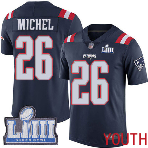New England Patriots Football 26 Super Bowl LIII Bound Limited Navy Blue Youth Sony Michel NFL Jersey